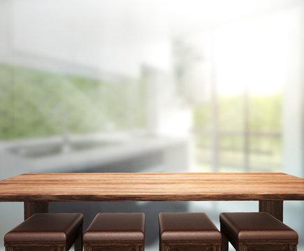 Table Top And Blur Interior Background