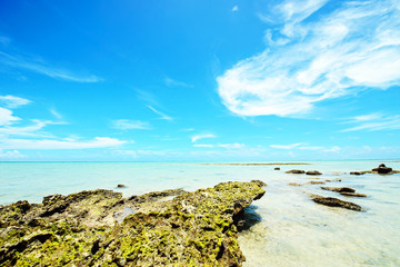 Fototapeta na wymiar Blue sky and the reef, Okinawa, Japan