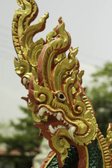 Fototapeta na wymiar Ubonratchathani Thailand temple dragon statue on April 5, 2015