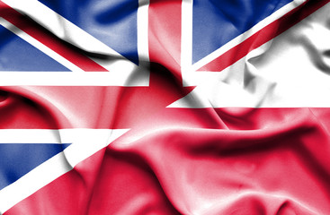 Waving flag of Poland and Great Britain