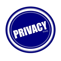 PRIVACY white stamp text on blue