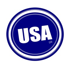 USA white stamp text on blue