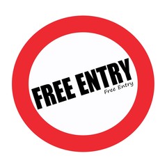 FREE ENTRY black stamp text on white