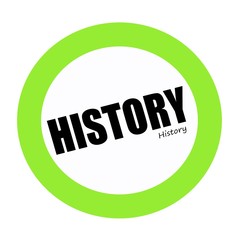 HISTORY black stamp text on green