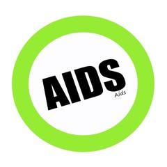 AIDS black stamp text on green