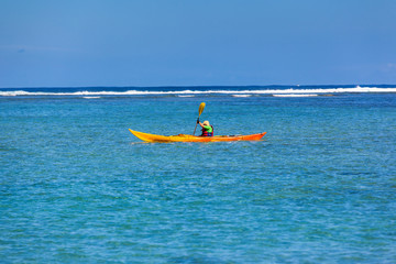 kayak de mer sur lagon de Trou d'Eau, Réunion