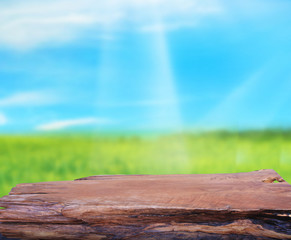 Fototapeta premium Table Top And Blur Nature Background