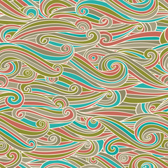 Seamless abstract hand-drawn pattern, waves background. Vector illustration.