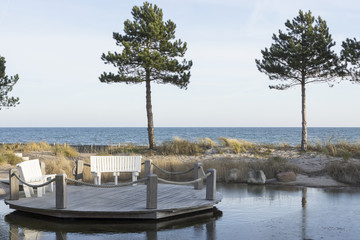 Landschaft an der Promenade im Ostseebad Dahme, Deutschland