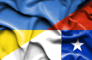 Waving flag of Chile and Ukraine