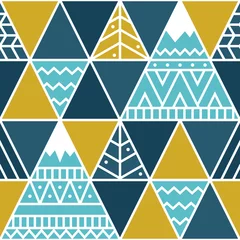 Door stickers Mountains Seamless pattern in ethnic style. Abstract illustration. Vector background.
