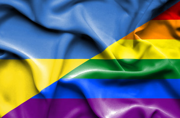 Waving flag of Pride and Ukraine