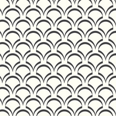 Fototapeta na wymiar Seamless pattern monochrome wave Japanese vector background