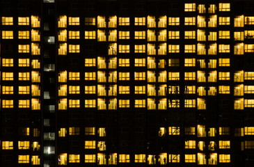 Pattern of warm night light from window