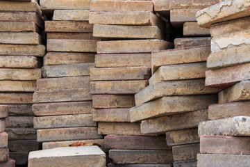 Stack of Old Used Bricks.
