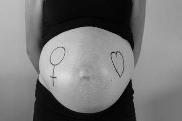 Ventre coeur symbole sexe fille maman bébé