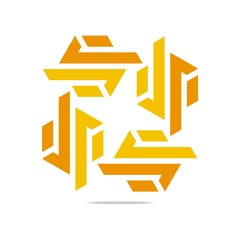Logo Design Trapeziodal Shuriken Orange Symbol Icon Abstract Vector