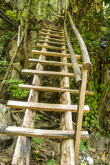 wooden stairs at Gutorgo waterfall in tak province.Thailand
