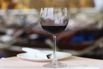 table setting in restaurant background