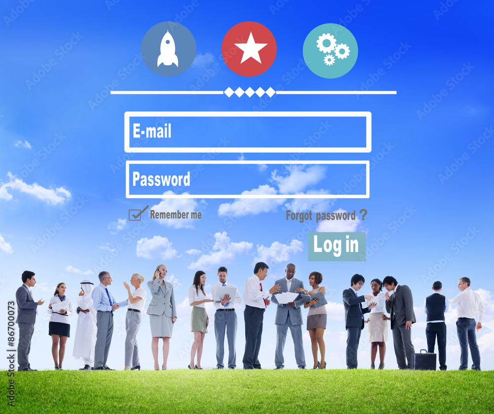 Poster log in security username password protection privacy concept