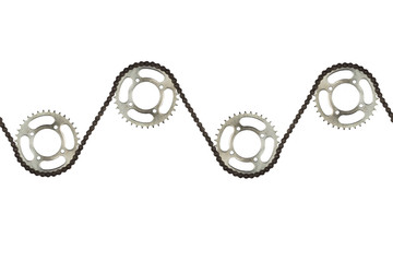 Roller chains with sprockets for motorcycles