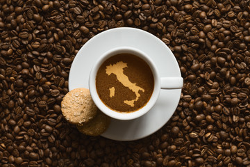 Still life - coffee with map of Italy
