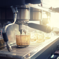 Espresso machine brewing a coffee