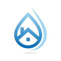 Logo Design Water Drop House Blue Shapes Symbol Icon Abstract Vector
