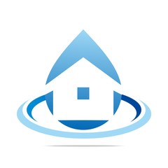 Logo Design Water Drop House Blue Shapes Symbol Icon Abstract Vector