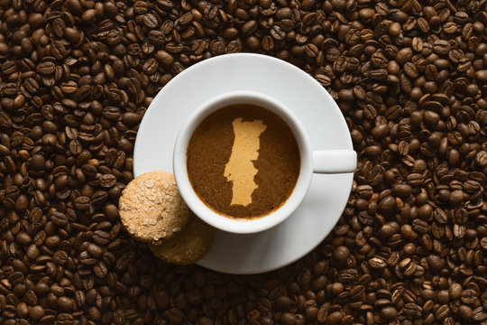 Still life - coffee with map of Portugal © patrikv