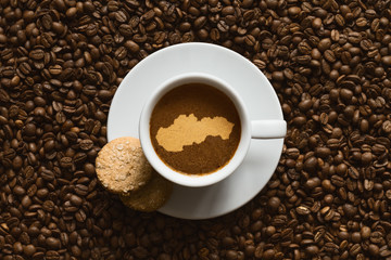 Still life - coffee with map of Slovakia