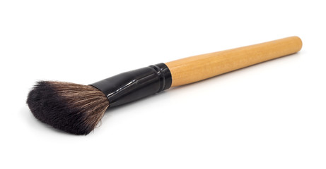 Makeup brushes on white background..