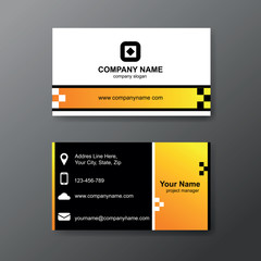 Modern vector abstract creative business card. Yellow and black colors