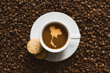Still life - coffee with map of Thailand