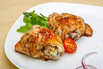 Roasted chicken thighs
