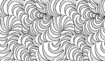 Vector seamless wave background of doodle drawn lines