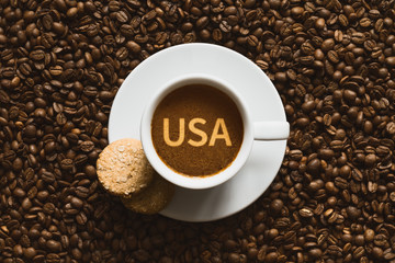 Still life - coffee wtih text USA