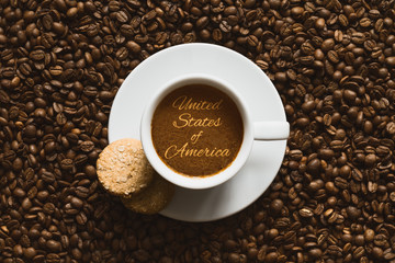Still life - coffee wtih text United States of America