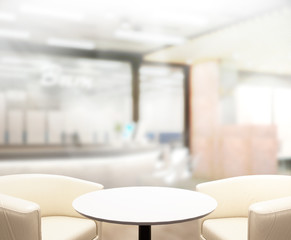 Table Top And Blur Office Background