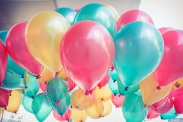 colorful balloons with happy celebration party background