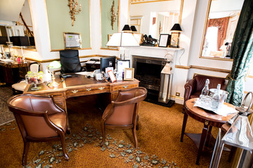 Hotel  lobby with a reception desk