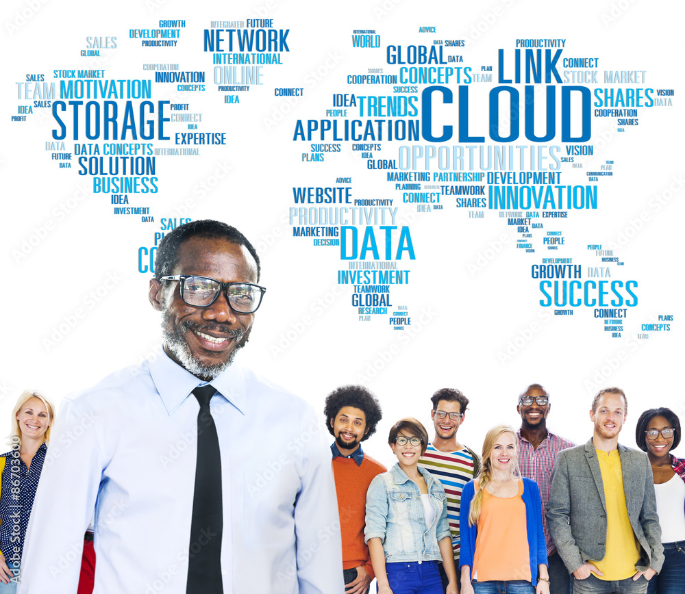 Aufkleber link cloud computing technology data information concept
