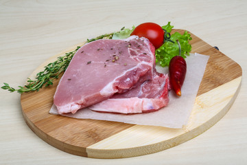 Raw pork steak