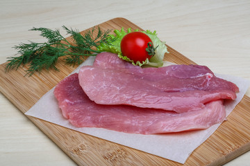 Raw pork schnitzel