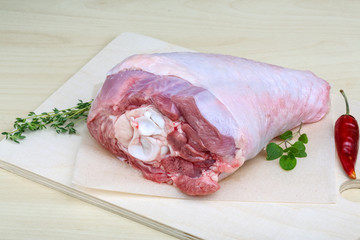 Raw turkey leg