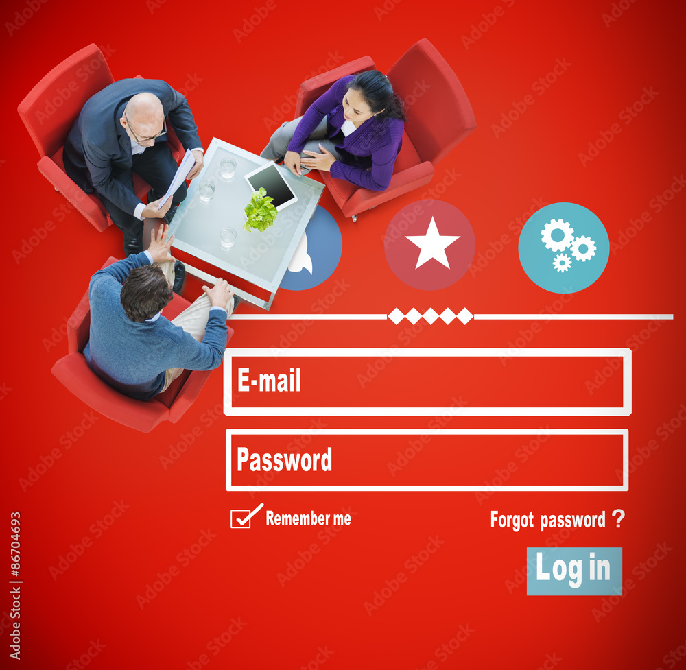 Poster e-mail identity password memebership sing in web page concept