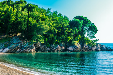 Landscape view on sea and mountain in Montenegro