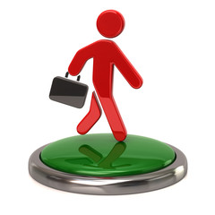 Illustration of red businessman on green button