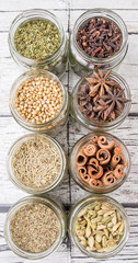 Hers and spices in mason jar