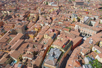 Obraz premium Aerial view to the historical center of the Bologna city, Italy.